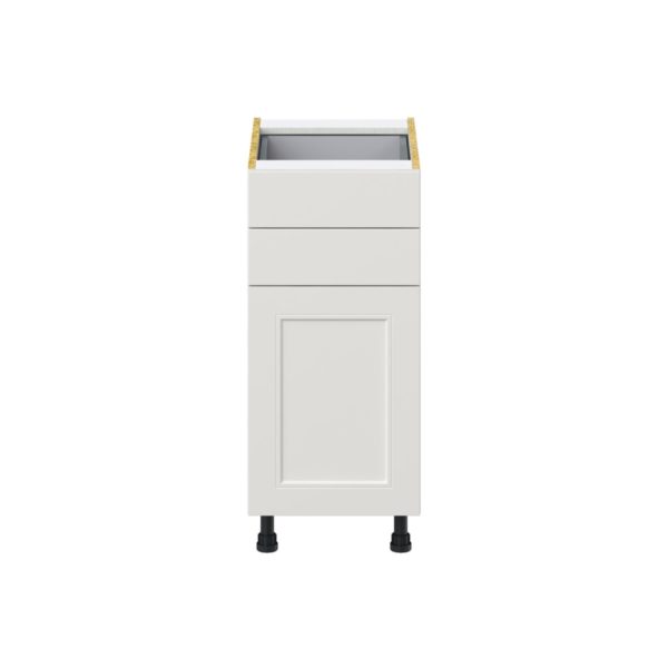 Wisteria Painted Light Gray Recessed Assembled Base Cabinet with 1 Door and Two 5 in. Drawers (15 in. W x 34.5 in. H x 24 in. D)