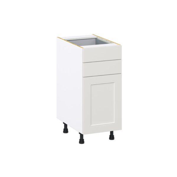 Wisteria Painted Light Gray Recessed Assembled Base Cabinet with 1 Door and Two 5 in. Drawers (15 in. W x 34.5 in. H x 24 in. D)