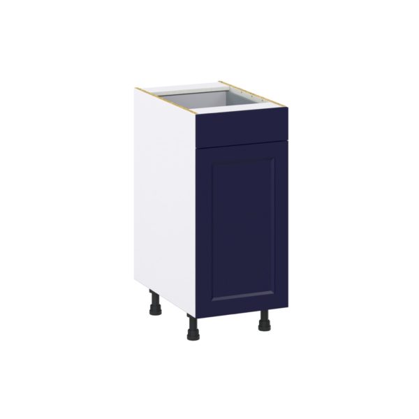 Camellia Painted Midnight Blue Recessed Assembled Base Cabinet with 1 Door and 1 Drawer (15 in. W x 34.5 in. H x 24 in. D)