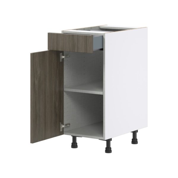 Cordyline Textured Slab Walnut Assembled Base Cabinet with 1 Door and 1 Drawer (15 in. W x 34.5 in. H x 24 in. D)