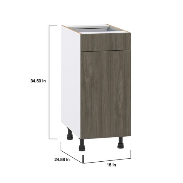 Cordyline Textured Slab Walnut Assembled Base Cabinet with 1 Door and 1 Drawer (15 in. W x 34.5 in. H x 24 in. D)