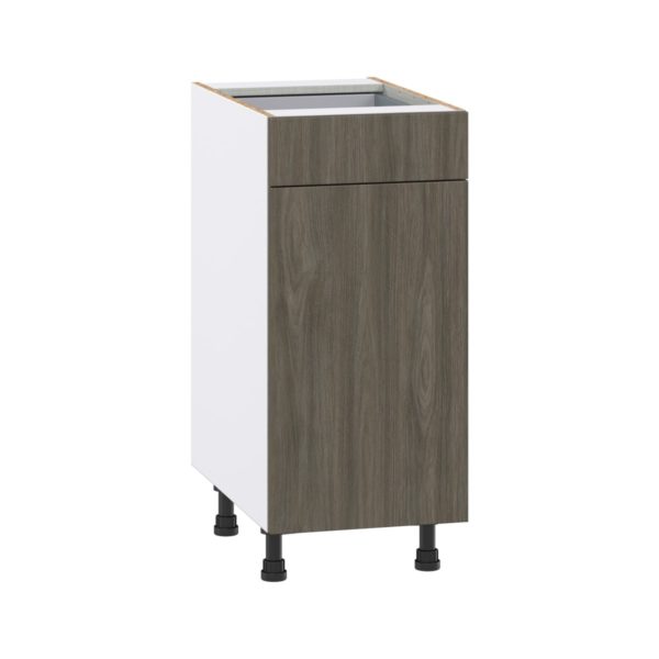 Cordyline Textured Slab Walnut Assembled Base Cabinet with 1 Door and 1 Drawer (15 in. W x 34.5 in. H x 24 in. D)