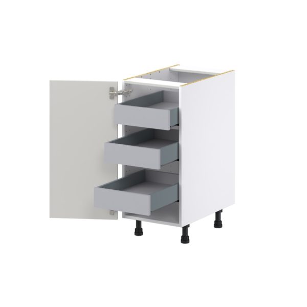 Wisteria Painted Light Gray Recessed Assembled Base Cabinet with a Full High Door and 3 Inner Drawers (15 in. W x 34.5 in. H x 24 in. D)