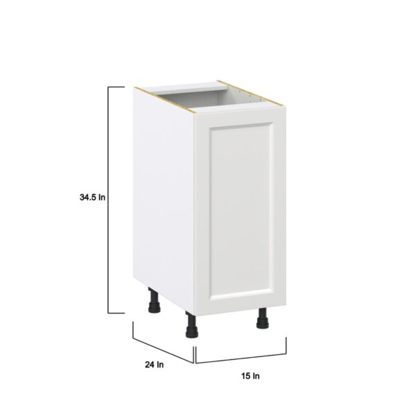 Magnolia Painted Bright White Recessed Assembled Base Cabinet with a Full High Door (15 in. W x 34.5 in. H x 24 in. D)