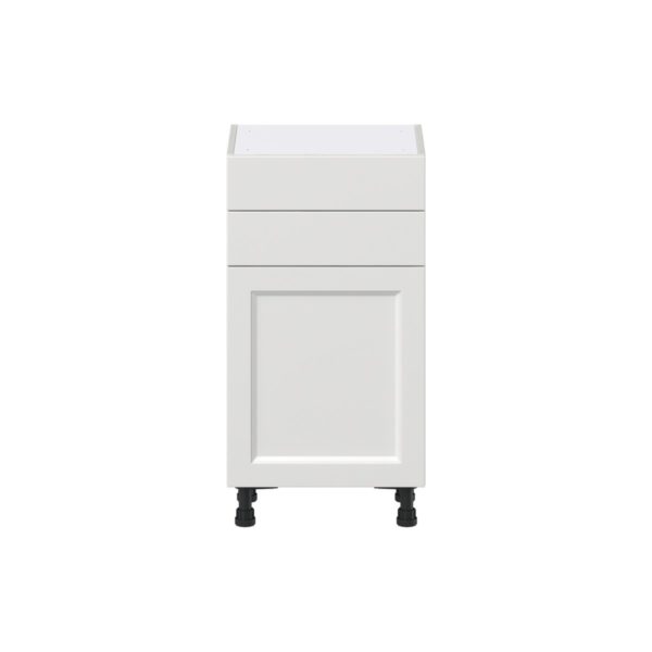 Magnolia Painted Bright White Recessed Assembled Shallow Base Cabinet with 1 Door and Two 10 in. Drawers (18 in. W x 34.5 in. H x 14 in. D)