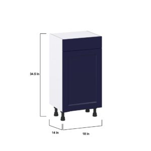 Camellia Painted Midnight Blue Recessed Assembled Shallow Base Cabinet with 1 Door and 1 Drawer (18 in. W x 34.5 in. H x 14 in. D)