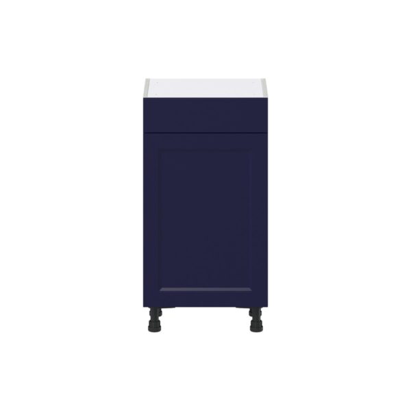 Camellia Painted Midnight Blue Recessed Assembled Shallow Base Cabinet with 1 Door and 1 Drawer (18 in. W x 34.5 in. H x 14 in. D)