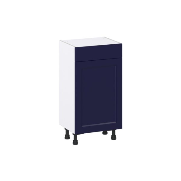 Camellia Painted Midnight Blue Recessed Assembled Shallow Base Cabinet with 1 Door and 1 Drawer (18 in. W x 34.5 in. H x 14 in. D)