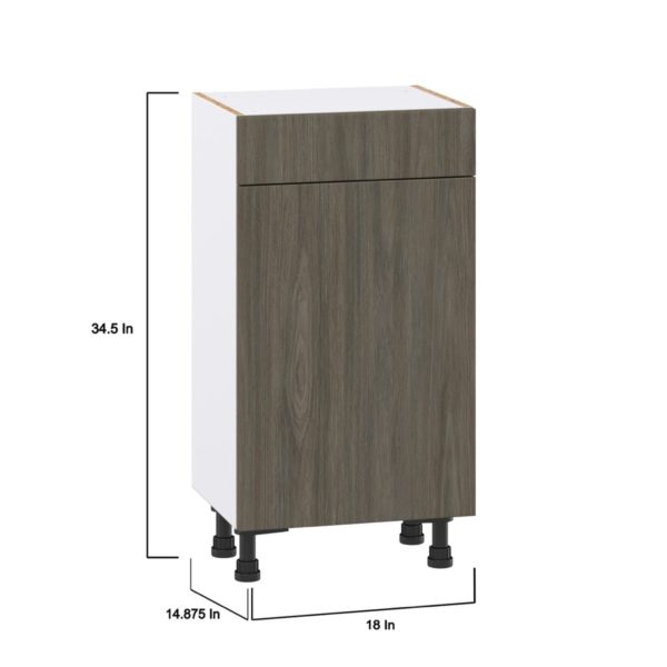 Cordyline Textured Slab Walnut Assembled Shallow Base Cabinet with 1 Door and 1 Drawer (18 in. W x 34.5 in. H x 14 in. D)