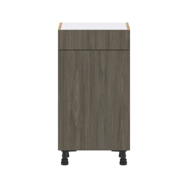 Cordyline Textured Slab Walnut Assembled Shallow Base Cabinet with 1 Door and 1 Drawer (18 in. W x 34.5 in. H x 14 in. D)