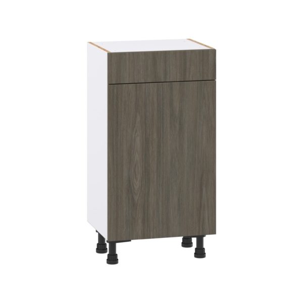 Cordyline Textured Slab Walnut Assembled Shallow Base Cabinet with 1 Door and 1 Drawer (18 in. W x 34.5 in. H x 14 in. D)