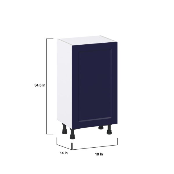 Camellia Painted Midnight Blue Recessed Assembled Shallow Base Cabinet with a Full High Door(18 in. W x 34.5 in. H x 14 in. D)