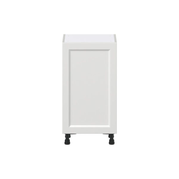 Magnolia Painted Bright White Recessed Assembled Shallow Base Cabinet with a Full High Door and 3 Inner Drawers (18 in. W x 34.5 in. H x 14 in. D)