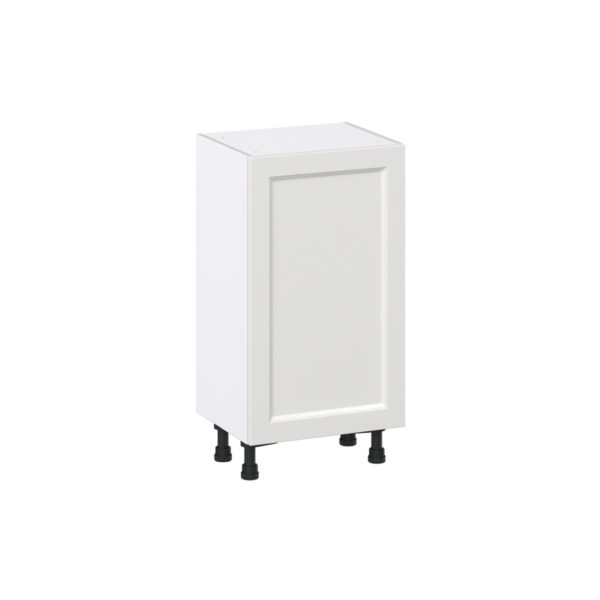 Magnolia Painted Bright White Recessed Assembled Shallow Base Cabinet with a Full High Door and 3 Inner Drawers (18 in. W x 34.5 in. H x 14 in. D)