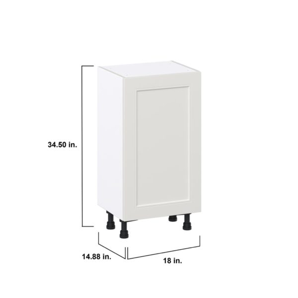 Wisteria Painted Light Gray Recessed Assembled Shallow Base Cabinet with a Full High Door and 3 Inner Drawers (18 in. W x 34.5 in. H x 14 in. D)