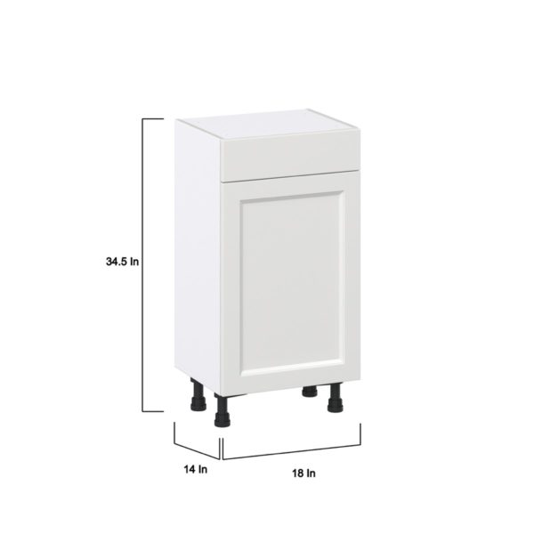 Magnolia Painted Bright White Recessed Assembled Shallow Base Cabinet with 1 Door and 1 Drawer (18 in. W x 34.5 in. H x 14 in. D)