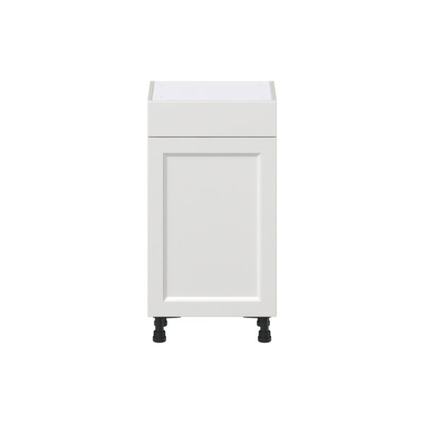 Magnolia Painted Bright White Recessed Assembled Shallow Base Cabinet with 1 Door and 1 Drawer (18 in. W x 34.5 in. H x 14 in. D)