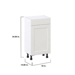 Wisteria Painted Light Gray Recessed Assembled Shallow Base Cabinet with 1 Door and 1 Drawer (18 in. W x 34.5 in. H x 14 in. D)