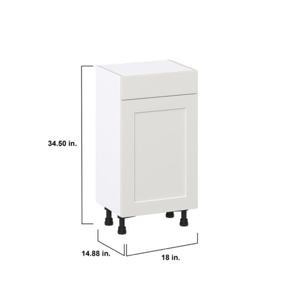 Wisteria Painted Light Gray Recessed Assembled Shallow Base Cabinet with 1 Door and 1 Drawer (18 in. W x 34.5 in. H x 14 in. D)