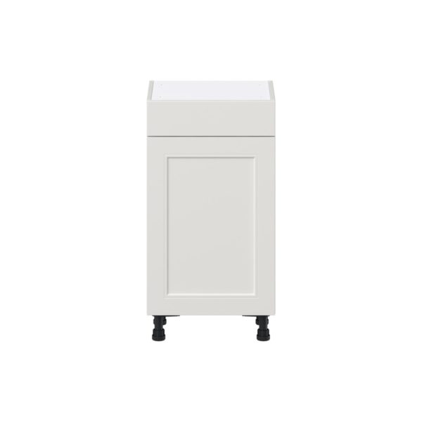 Wisteria Painted Light Gray Recessed Assembled Shallow Base Cabinet with 1 Door and 1 Drawer (18 in. W x 34.5 in. H x 14 in. D)