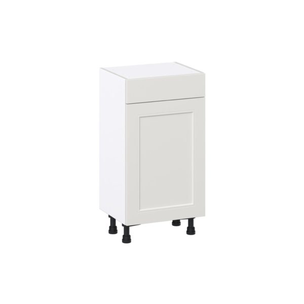 Wisteria Painted Light Gray Recessed Assembled Shallow Base Cabinet with 1 Door and 1 Drawer (18 in. W x 34.5 in. H x 14 in. D)