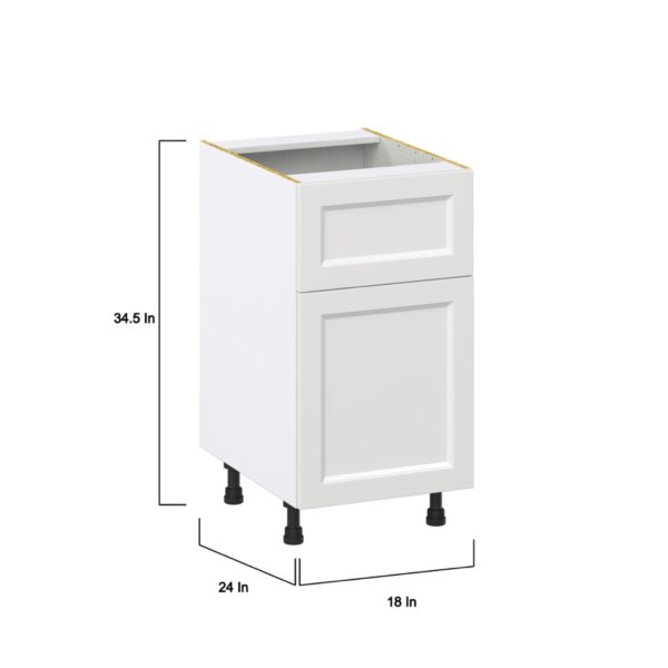 Magnolia Painted Bright White Recessed Assembled Base Cabinet with 1 Door and 10 in. Drawer (18 in. W x 34.5 in. H x 24 in. D)