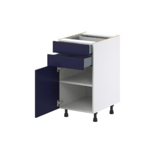 Camellia Painted Midnight Blue Recessed Assembled Base Cabinet with 1 Door and Two 5 in. Drawers (18 in. W x 34.5 in. H x 24 in. D)