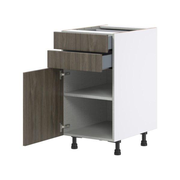 Cordyline Textured Slab Walnut Assembled Base Cabinet with 1 Door and Two 5 in. Drawers (18 in. W x 34.5 in. H x 24 in. D)