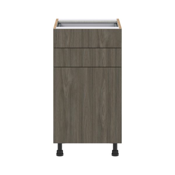 Cordyline Textured Slab Walnut Assembled Base Cabinet with 1 Door and Two 5 in. Drawers (18 in. W x 34.5 in. H x 24 in. D)