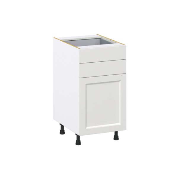 Magnolia Painted Bright White Recessed Assembled Base Cabinet with 1 Door and Two 5 in. Drawers (18 in. W x 34.5 in. H x 24 in. D)