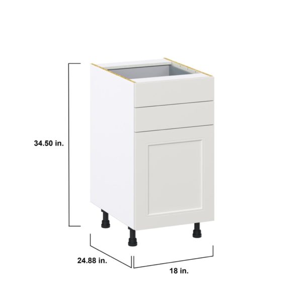 Wisteria Painted Light Gray Recessed Assembled Base Cabinet with 1 Door and Two 5 in. Drawers (18 in. W x 34.5 in. H x 24 in. D)