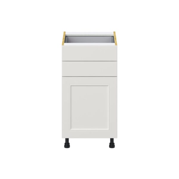 Wisteria Painted Light Gray Recessed Assembled Base Cabinet with 1 Door and Two 5 in. Drawers (18 in. W x 34.5 in. H x 24 in. D)