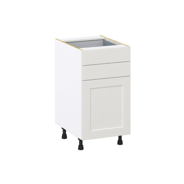 Wisteria Painted Light Gray Recessed Assembled Base Cabinet with 1 Door and Two 5 in. Drawers (18 in. W x 34.5 in. H x 24 in. D)