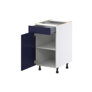 Camellia Painted Midnight Blue Recessed Assembled Base Cabinet with 1 Door and 1 Drawer (18 in. W x 34.5 in. H x 24 in. D)