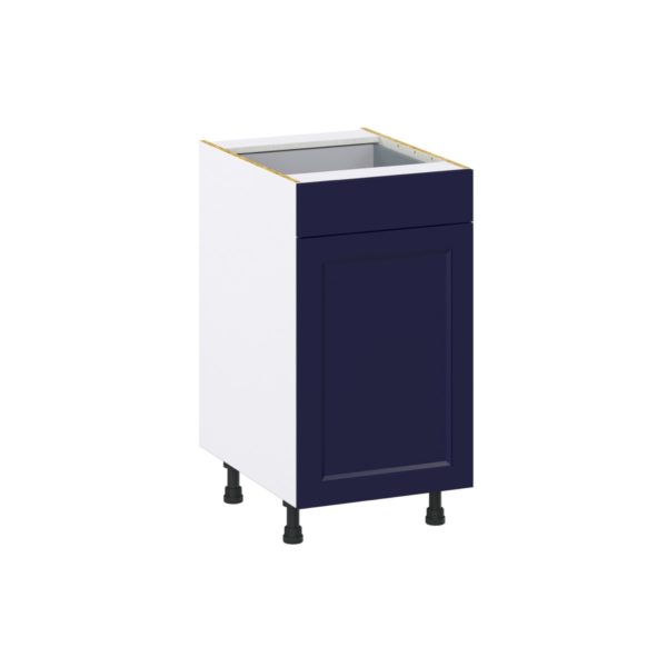 Camellia Painted Midnight Blue Recessed Assembled Base Cabinet with 1 Door and 1 Drawer (18 in. W x 34.5 in. H x 24 in. D)