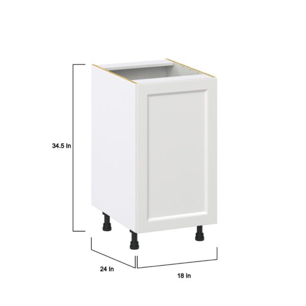 Magnolia Painted Bright White Recessed Assembled Base Cabinet with a Full High Door and 3 Inner Drawers (18 in. W x 34.5 in. H x 24 in. D)