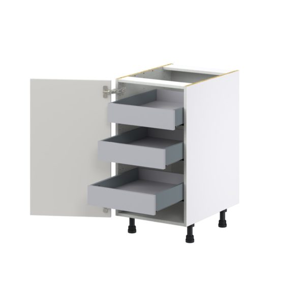 Wisteria Painted Light Gray Recessed Assembled Base Cabinet with a Full High Door and 3 Inner Drawers (18 in. W x 34.5 in. H x 24 in. D)