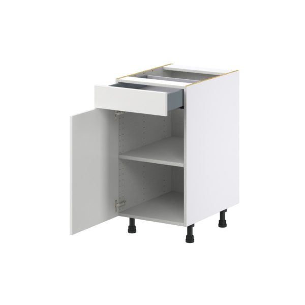 Magnolia Painted Bright White Recessed Assembled Base Cabinet with 1 Door and 1 Drawer (18 in. W x 34.5 in. H x 24 in. D)