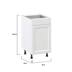 Magnolia Painted Bright White Recessed Assembled Base Cabinet with 1 Door and 1 Drawer (18 in. W x 34.5 in. H x 24 in. D)