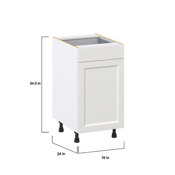 Magnolia Painted Bright White Recessed Assembled Base Cabinet with 1 Door and 1 Drawer (18 in. W x 34.5 in. H x 24 in. D)