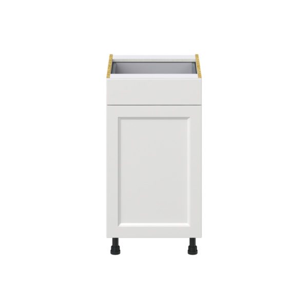 Magnolia Painted Bright White Recessed Assembled Base Cabinet with 1 Door and 1 Drawer (18 in. W x 34.5 in. H x 24 in. D)