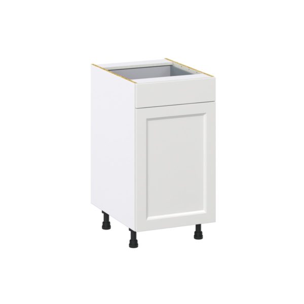 Magnolia Painted Bright White Recessed Assembled Base Cabinet with 1 Door and 1 Drawer (18 in. W x 34.5 in. H x 24 in. D)