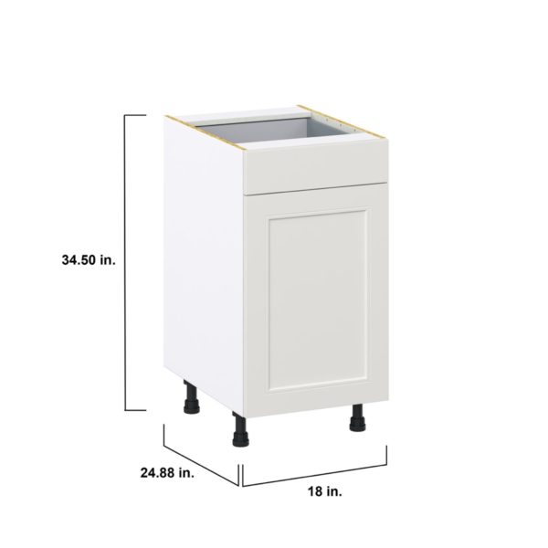 Wisteria Painted Light Gray Recessed Assembled Base Cabinet with 1 Door and 1 Drawer (18 in. W x 34.5 in. H x 24 in. D)