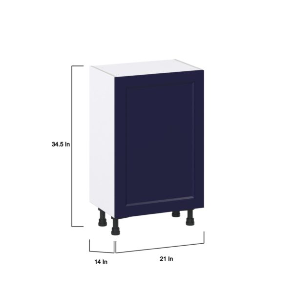 Camellia Painted Midnight Blue Recessed Assembled Shallow Base Cabinet with a Full High Door (21 in. W x 34.5 in. H x 14 in. D)