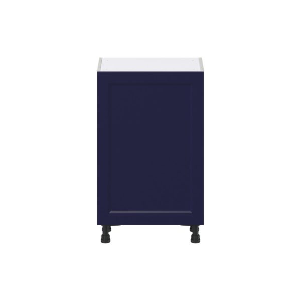 Camellia Painted Midnight Blue Recessed Assembled Shallow Base Cabinet with a Full High Door (21 in. W x 34.5 in. H x 14 in. D)