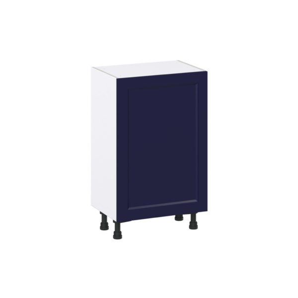 Camellia Painted Midnight Blue Recessed Assembled Shallow Base Cabinet with a Full High Door (21 in. W x 34.5 in. H x 14 in. D)