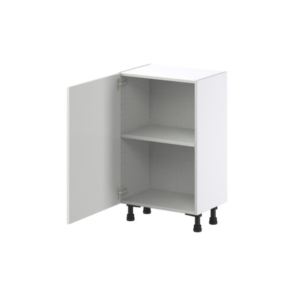 Magnolia Painted Bright White Recessed Assembled Shallow Base Cabinet with a Full High Door (21 in. W x 34.5 in. H x 14 in. D)