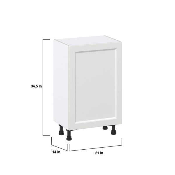 Magnolia Painted Bright White Recessed Assembled Shallow Base Cabinet with a Full High Door (21 in. W x 34.5 in. H x 14 in. D)