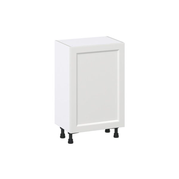 Magnolia Painted Bright White Recessed Assembled Shallow Base Cabinet with a Full High Door (21 in. W x 34.5 in. H x 14 in. D)