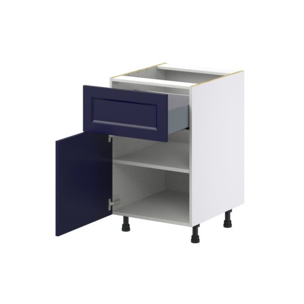 Camellia Painted Midnight Blue Recessed Assembled Base Cabinet with 1 Door and a 10 in. Drawer (21 in. W X 34.5 in. H X 24 in. D)